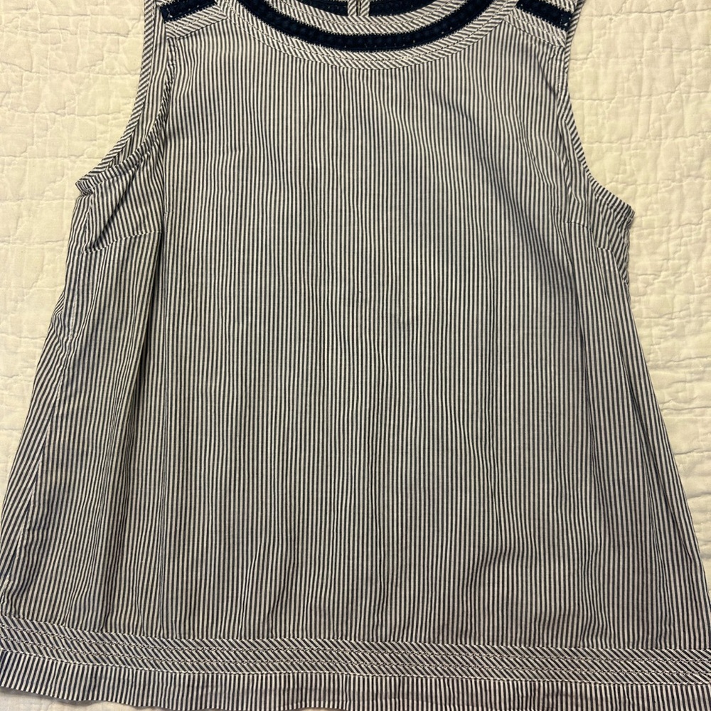 Talbots Navy and White Striped Tank Top